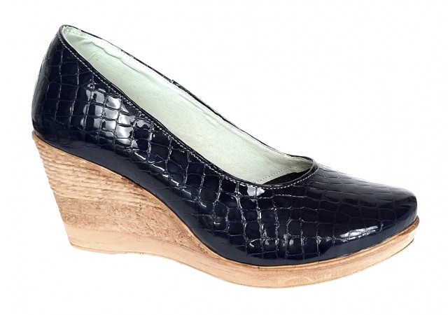 Pantofi dama casual din piele naturala platforme de 7 cm Mara Negru - P3550NCR